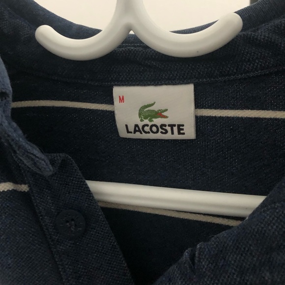 Lacoste blue and white stripped M polo - Picture 3 of 5